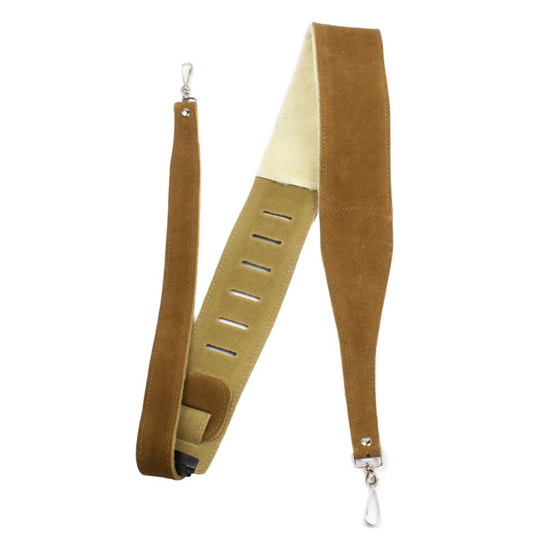 P Perri's Leathers Ltd. Perri's Leathers Ltd. - Suede Banjo Strap with with Metal Hooks - Adjustable Strap from 44.5"" to 53"" Soft Sheepskin Fur Pad - Natural (P25SHBJ-6696) - Image 5